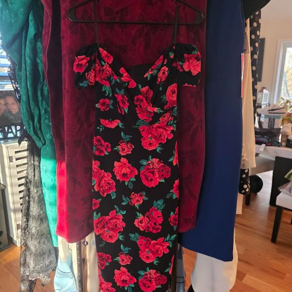 Betsey Johnson Red Rose bodycon dress